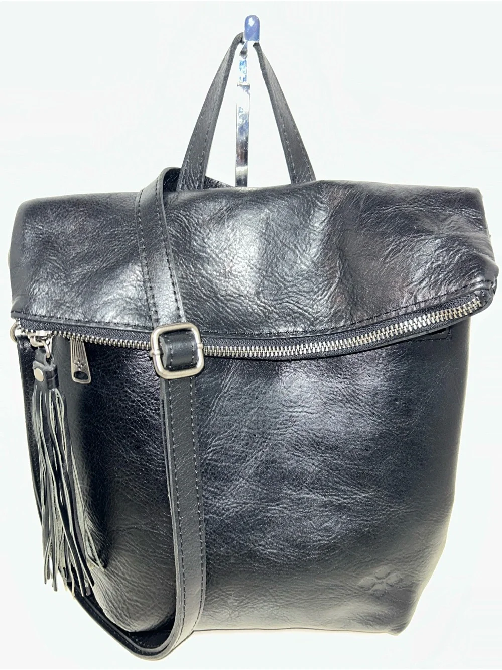 Patricia Nash Luzille Convertible Black Leather Backpack Crossbody Shoulder Bag